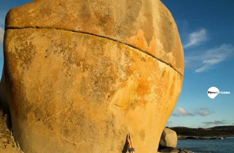 Piedra antigua cortada, Flinders Island, Australia