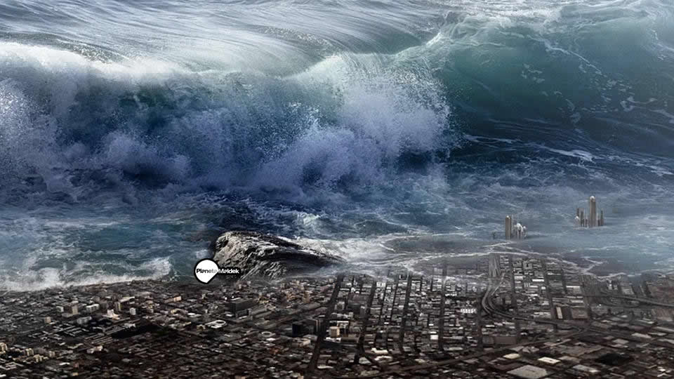 Representación de un tsunami