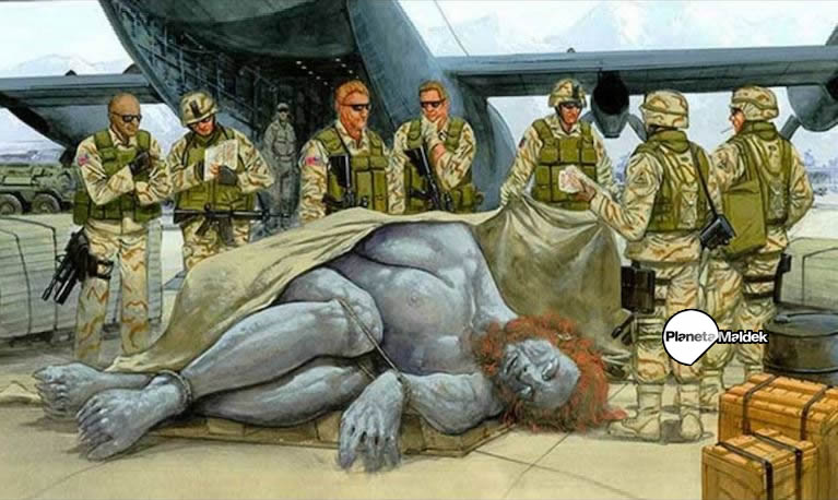 Representación artística del Gigante de Kandahar luego de ser asesinado