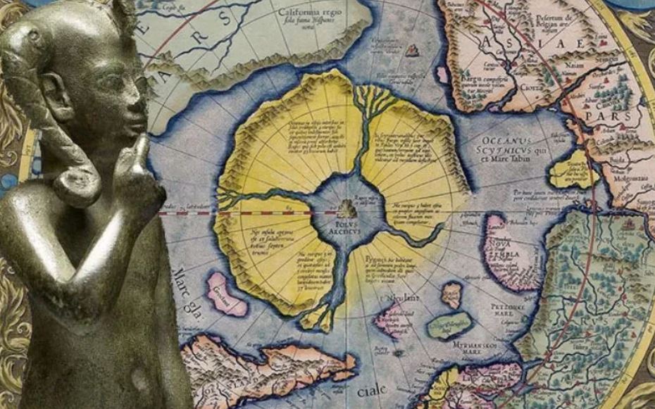 Mapa del Ártico por Gerardus Mercator. Primera impresión 1595, esta edición 1623.