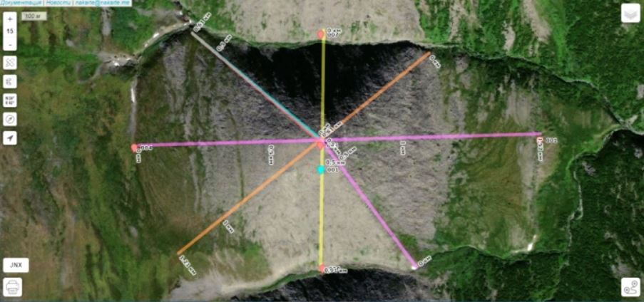 Una vista satelital de la Pirámide.