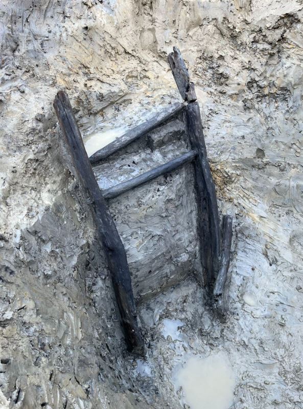 Esta escalera de madera de 1000 años de antigüedad ha sido desenterrada en el Reino Unido.