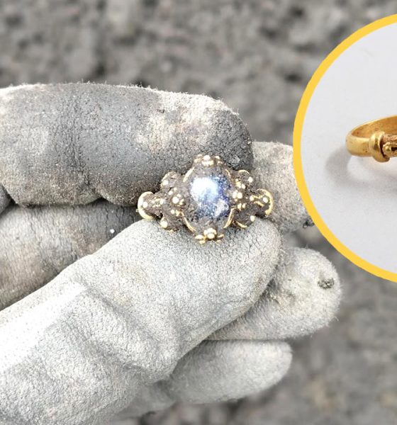 Encuentran un anillo medieval de oro con una deslumbrante gema azul en Noruega
